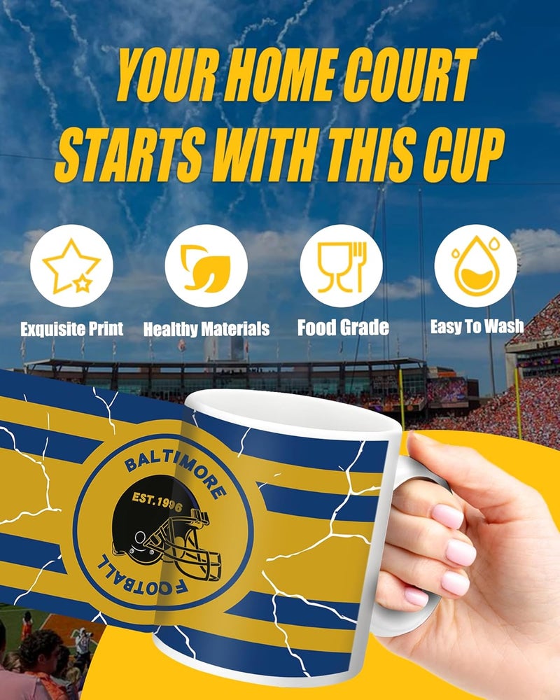 Gyothrig Football Fan Coffee Mug Cup and Large Desk Matt Set for Desktop Baltimore City Themed Mouse Mat Merch Shop Men Women Sport Stuff Gear Apparel Raven Team Decor Dad Boyfriend Bf Christmas Birthday Gift - Image 5